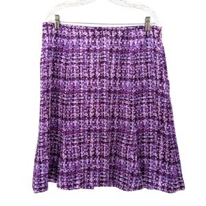 Barrie Pace‎ 100% Silk Purple Abstract Midi Skirt Artsy Retro Size 16